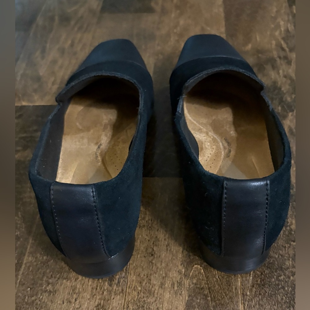 Clarks Black Suede & Leather Cap Toe Loafers - Picture 3 of 9